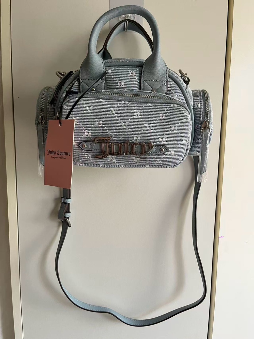 Juicy Couture Light Blue Monogram Crossbody Satchel